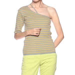 ボーダー柄アシンメトリーカットソー