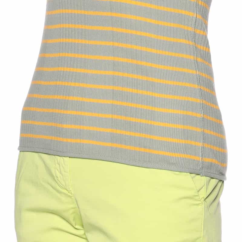 KIIRA ボーダー柄アシンメトリーカットソー GREEN