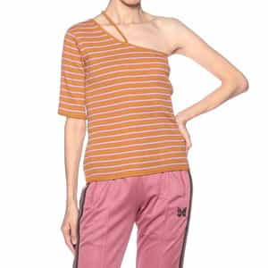 ボーダー柄アシンメトリーカットソー