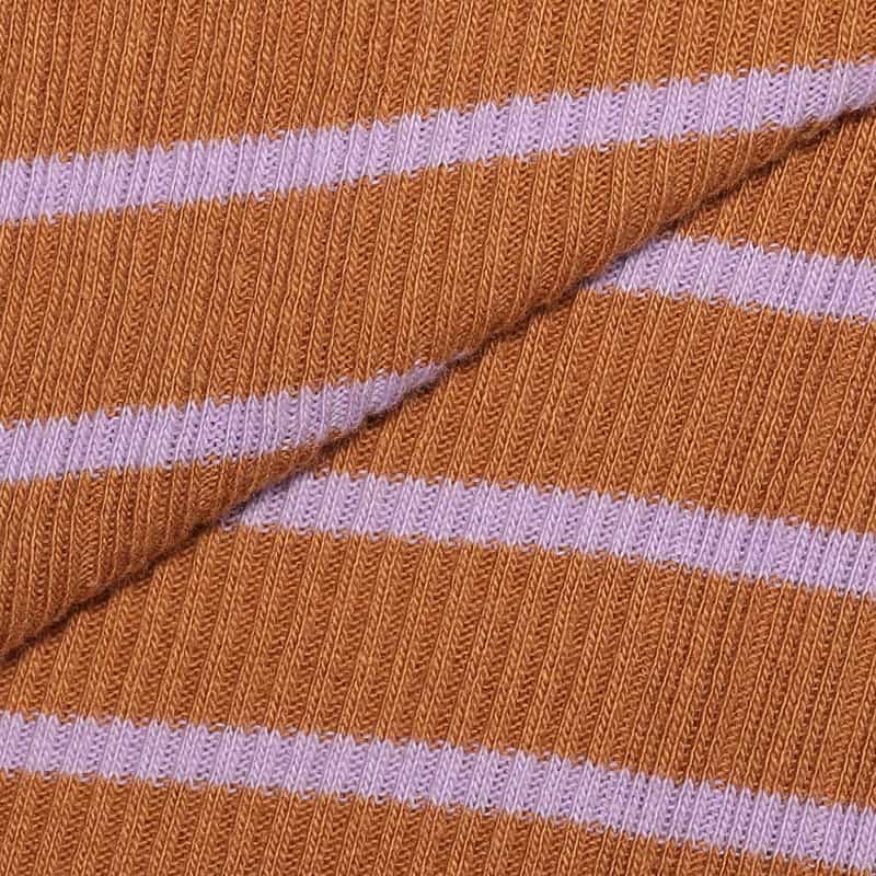 KIIRA ボーダー柄アシンメトリーカットソー BROWN