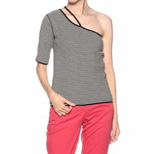 ボーダー柄アシンメトリーカットソー