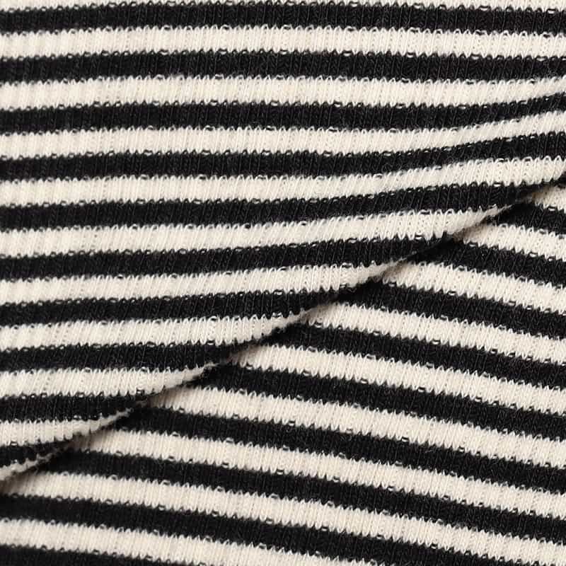 KIIRA ボーダー柄アシンメトリーカットソー BLACK