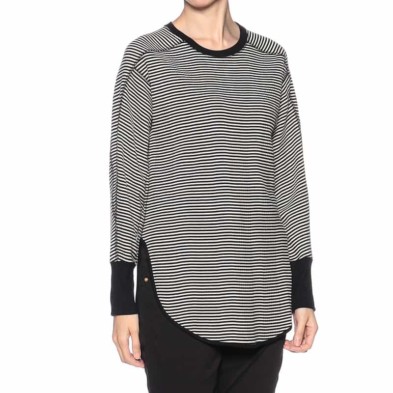 KIIRA ボーダー柄ロングスリーブTシャツ BLACK