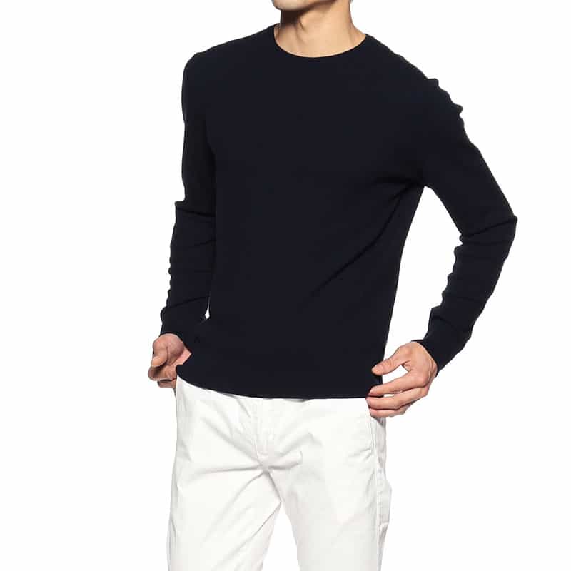 GRANSASSO フレッシュコットンニットプルオーバー NAVY