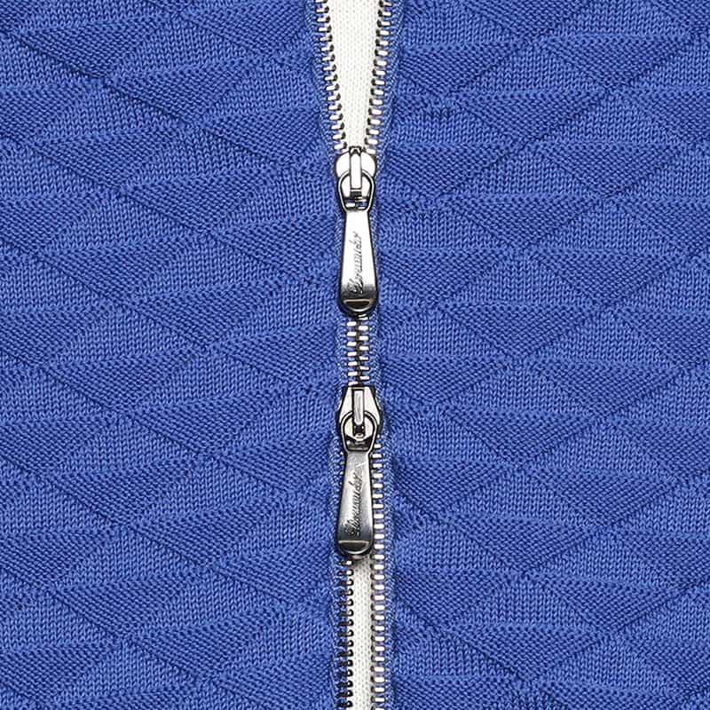 DRUMOHR ジップアップニットブルゾン BLUE