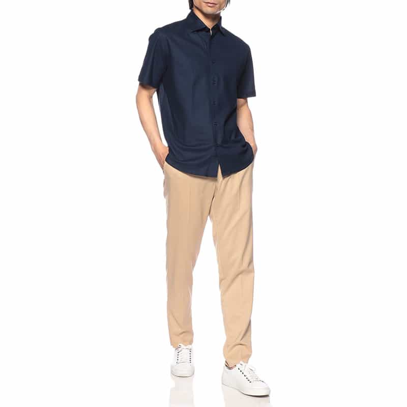 GUY ROVER 半袖ワッフルジャージーシャツ NAVY