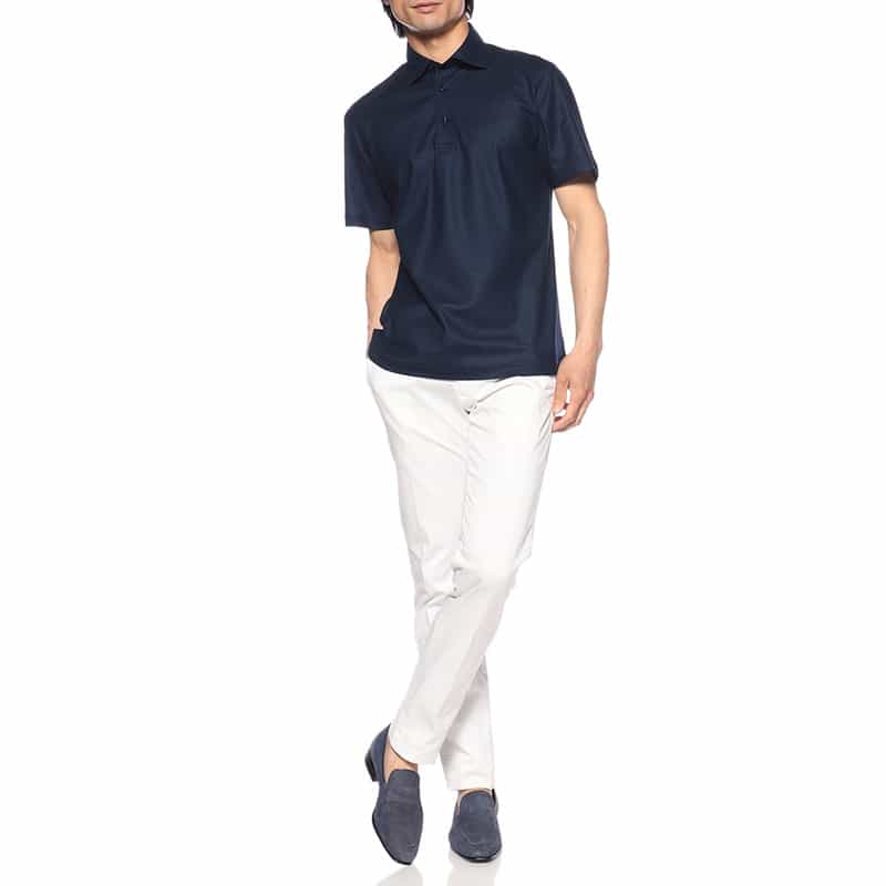 GUY ROVER ワッフルジャージーポロシャツ NAVY