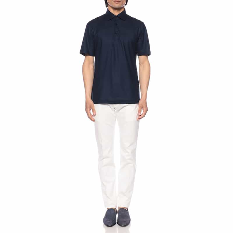 GUY ROVER ワッフルジャージーポロシャツ NAVY