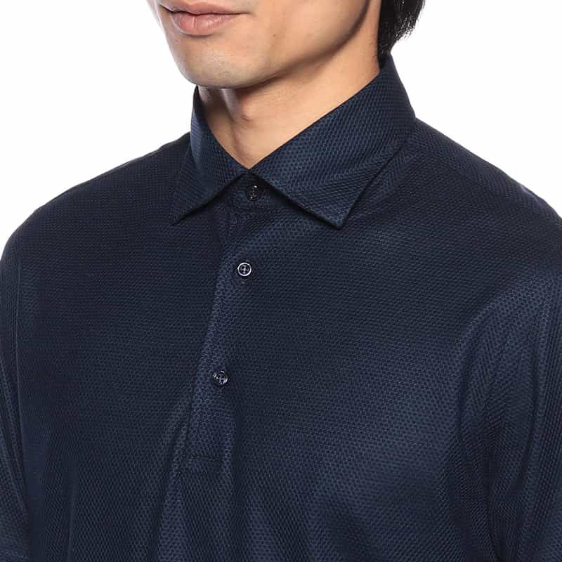 GUY ROVER ワッフルジャージーポロシャツ NAVY