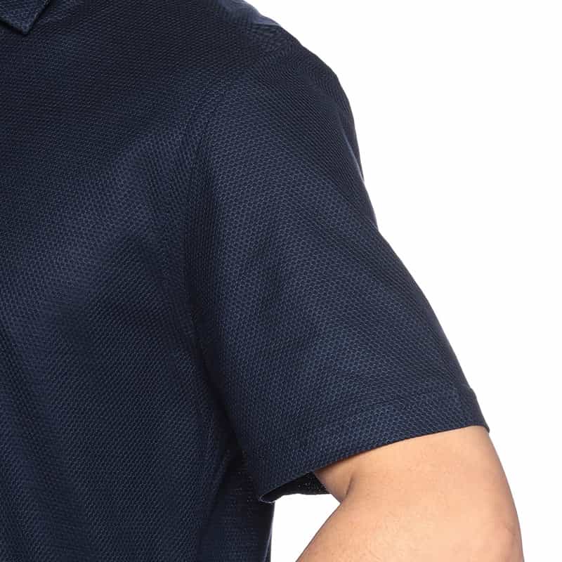 GUY ROVER ワッフルジャージーポロシャツ NAVY