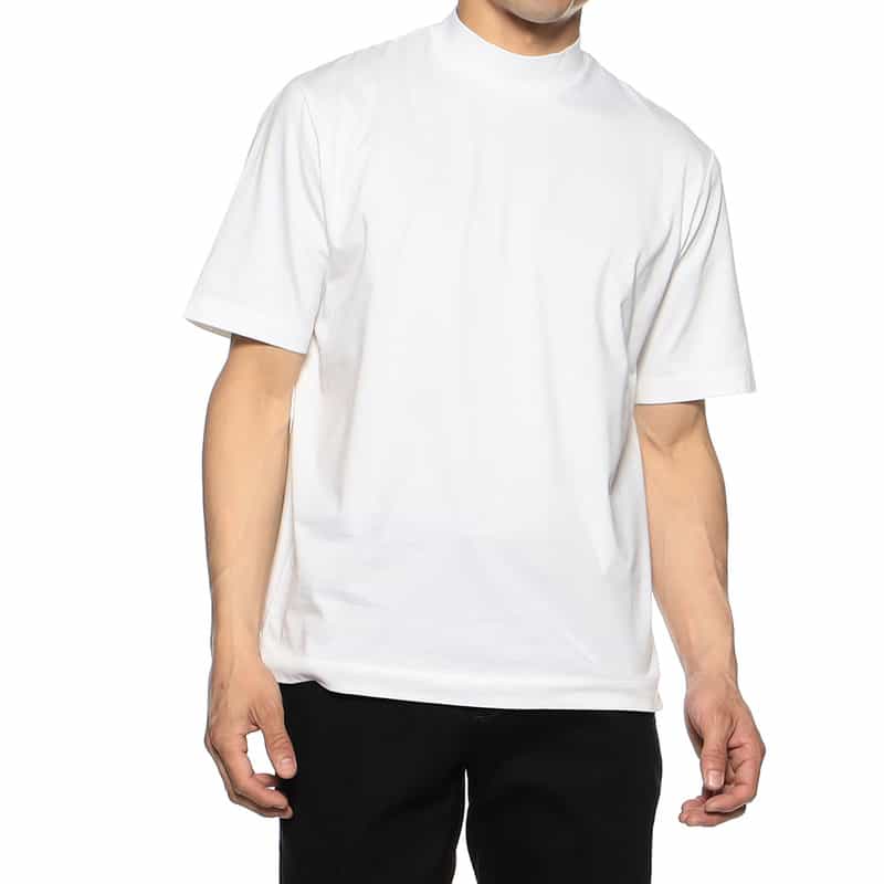 THREE DOTS ニューサンデッドジャージーモックネックTシャツ WHITE