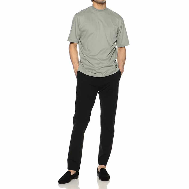THREE DOTS ニューサンデッドジャージーモックネックTシャツ LIGHT GREEN