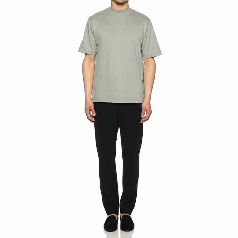 THREE DOTS ニューサンデッドジャージーモックネックTシャツ LIGHT GREEN