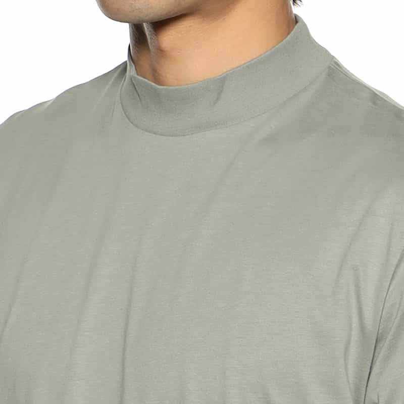 THREE DOTS ニューサンデッドジャージーモックネックTシャツ LIGHT GREEN