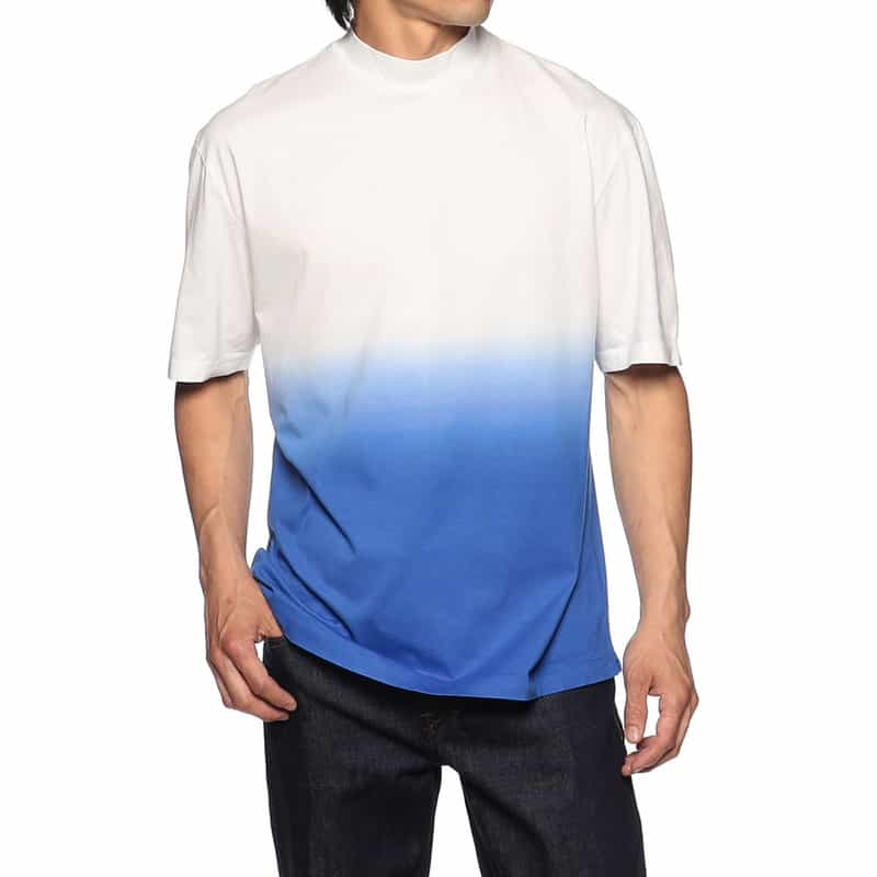 THREE DOTS 限定モックネックグラデーションTシャツ BLUE