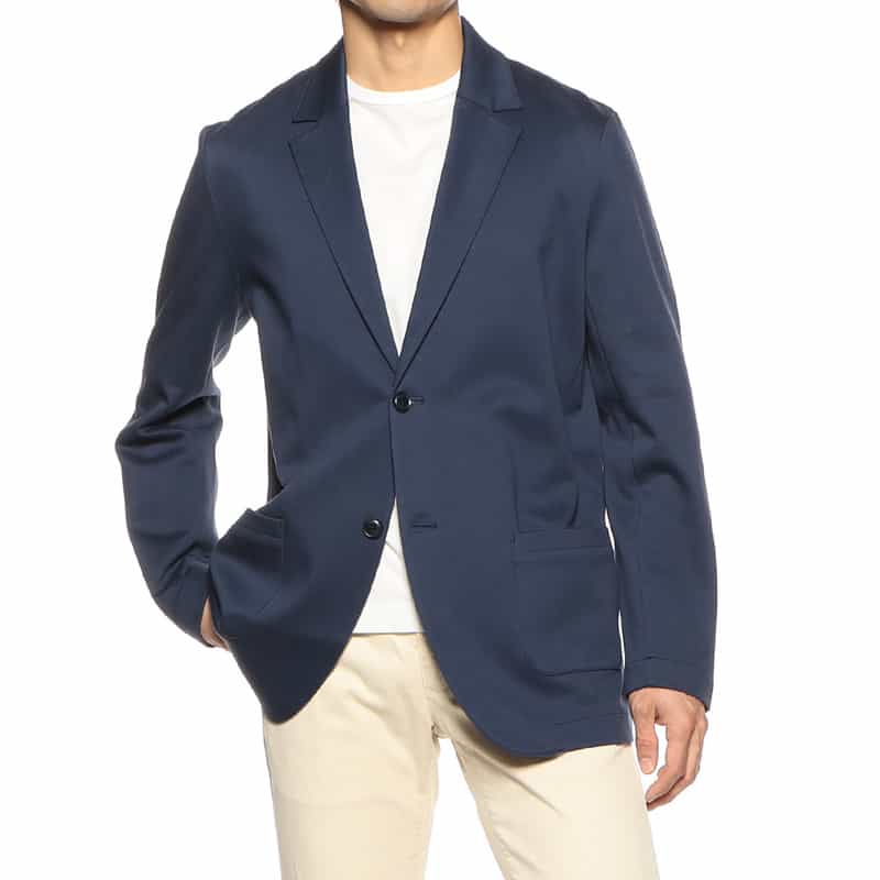 THREE DOTS ダンボールニットジャケット NAVY