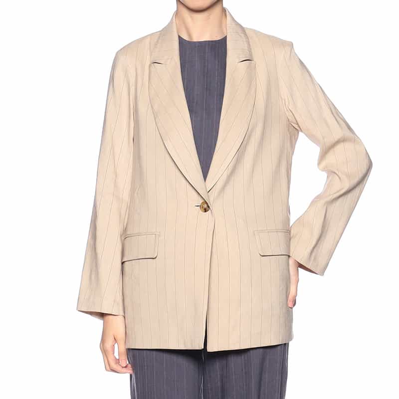 BARNEYS NEW YORK セットアップストレッチストライプ柄テーラードジャケット BEIGE