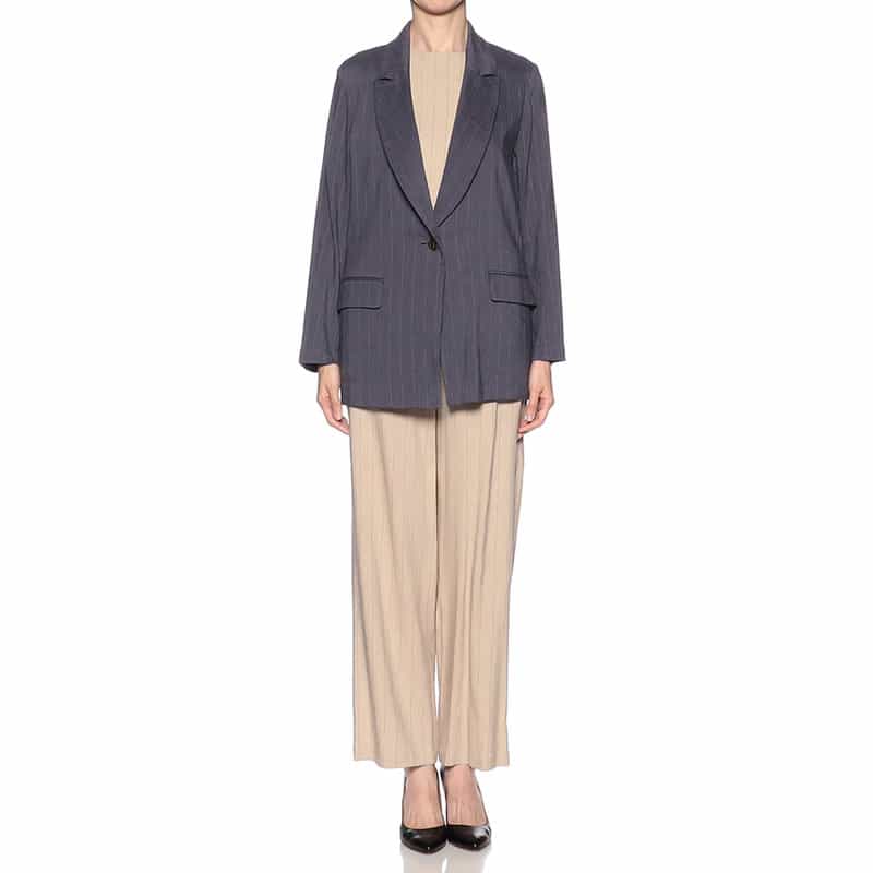 BARNEYS NEW YORK セットアップストレッチストライプ柄テーラードジャケット NAVY