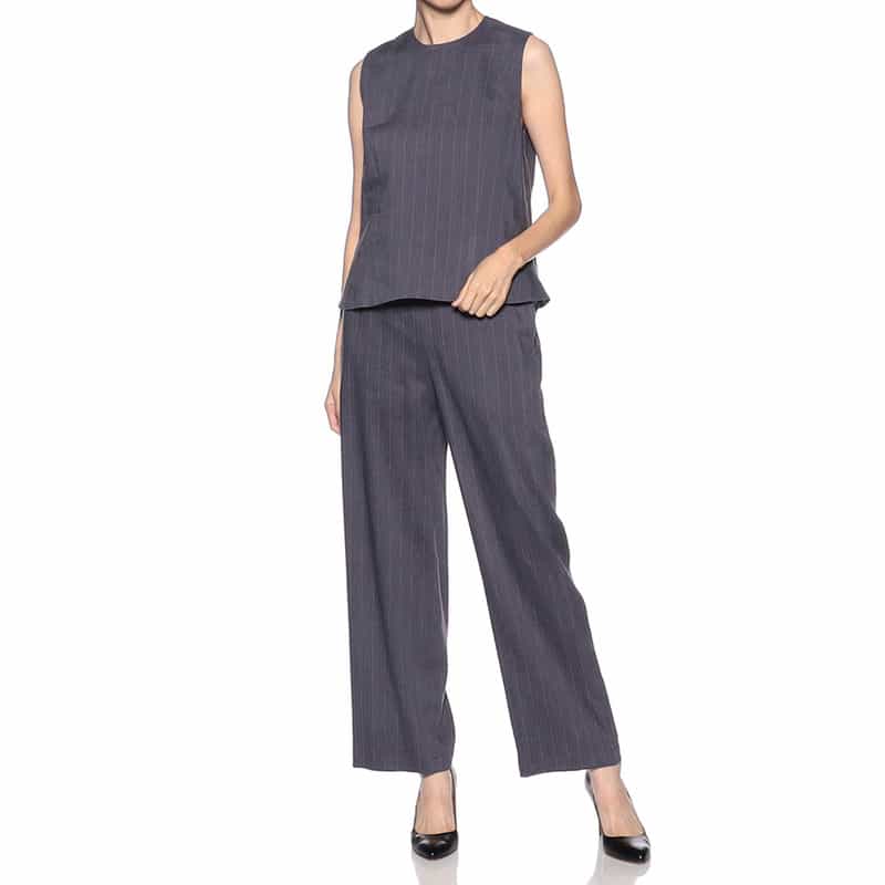 BARNEYS NEW YORK セットアップストレッチストライプ柄ドローストリングパンツ NAVY