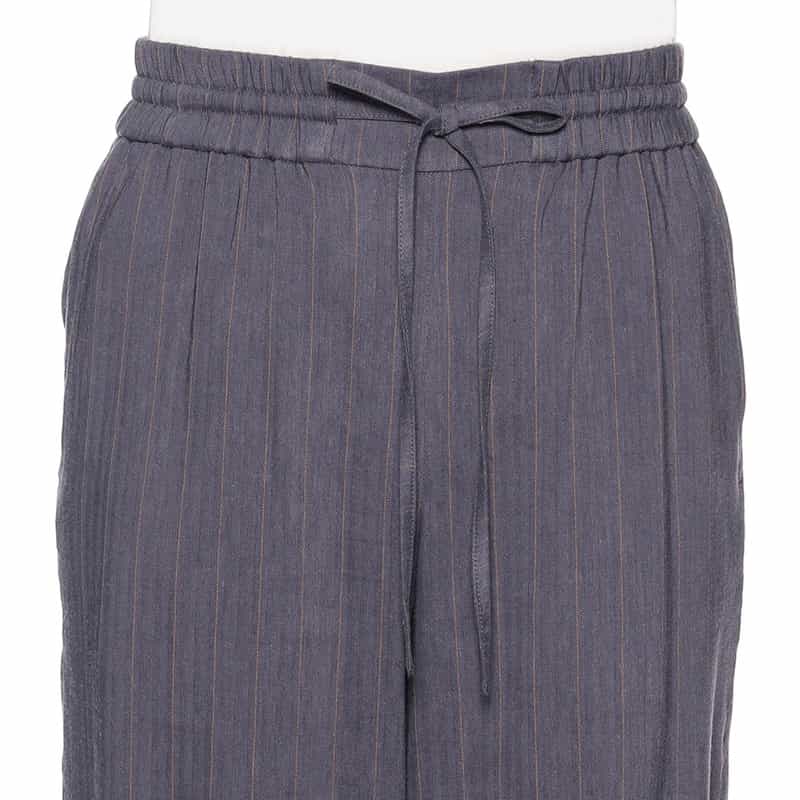 BARNEYS NEW YORK セットアップストレッチストライプ柄ドローストリングパンツ NAVY