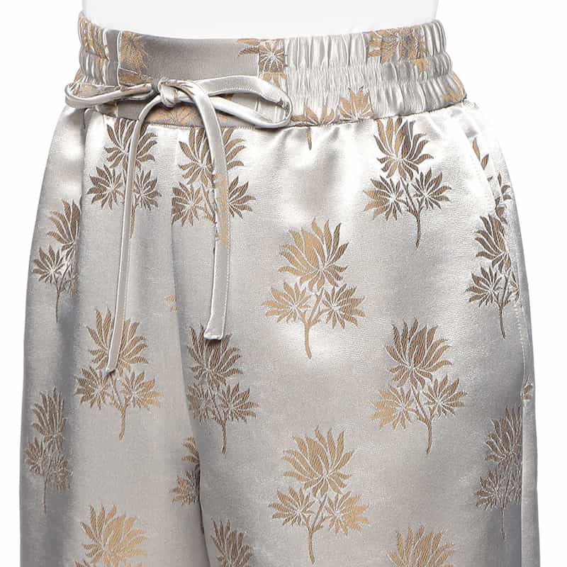 BARNEYS NEW YORK セットアップジャカードリーフプリント柄パンツ SILVER