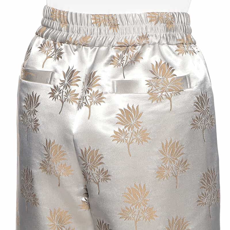 BARNEYS NEW YORK セットアップジャカードリーフプリント柄パンツ SILVER