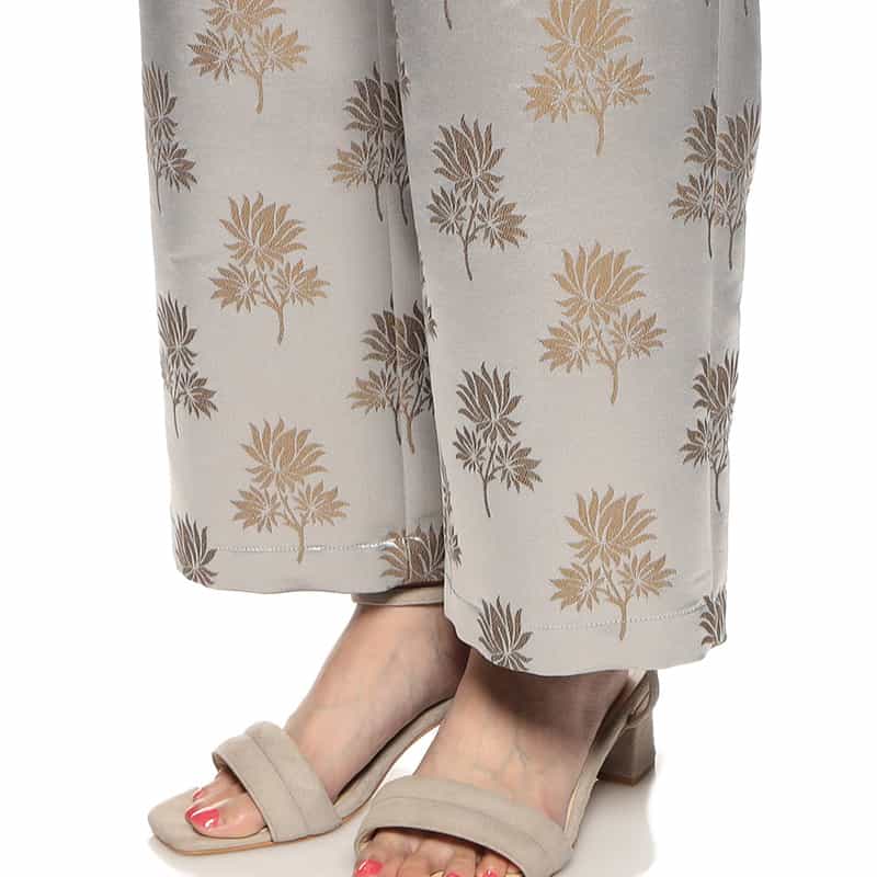 BARNEYS NEW YORK セットアップジャカードリーフプリント柄パンツ SILVER