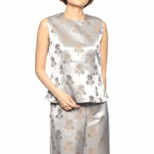 セットアップジャカードリーフプリント柄ブラウス