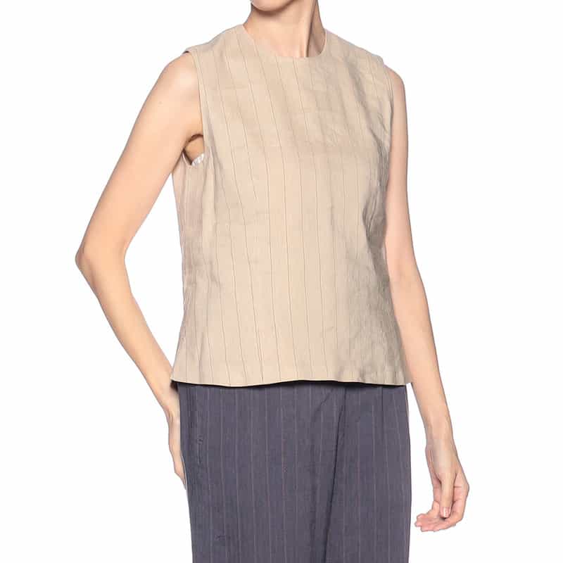 BARNEYS NEW YORK セットアップストレッチストライプ柄プルオーバーブラウス BEIGE