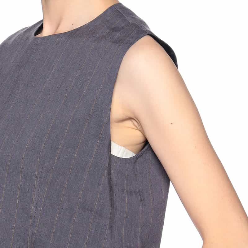 BARNEYS NEW YORK セットアップストレッチストライプ柄プルオーバーブラウス NAVY