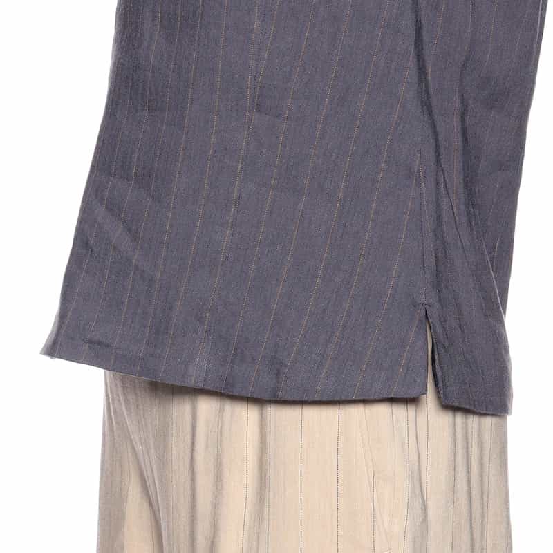 BARNEYS NEW YORK セットアップストレッチストライプ柄プルオーバーブラウス NAVY