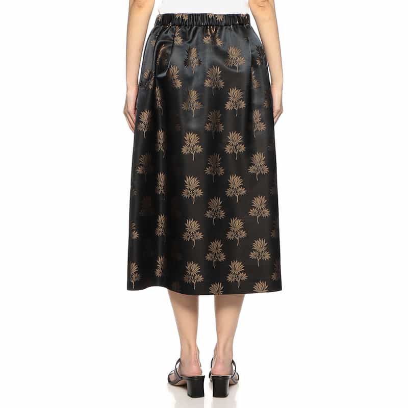 BARNEYS NEW YORK セットアップジャカードリーフプリント柄スカート NAVY