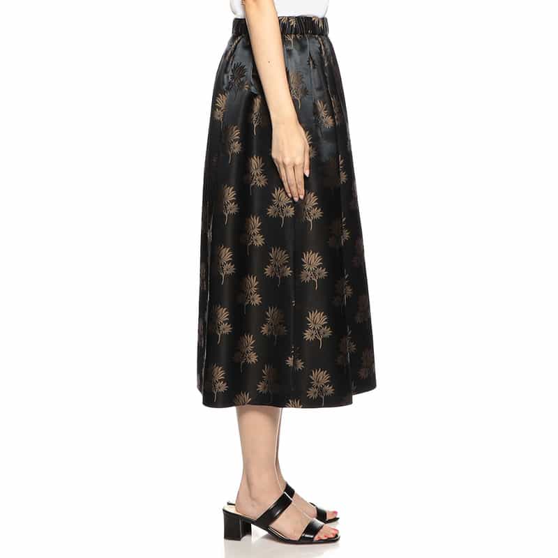 BARNEYS NEW YORK セットアップジャカードリーフプリント柄スカート NAVY