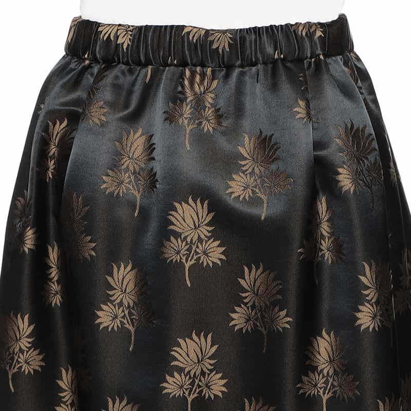 BARNEYS NEW YORK セットアップジャカードリーフプリント柄スカート NAVY