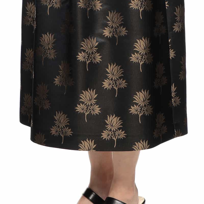 BARNEYS NEW YORK セットアップジャカードリーフプリント柄スカート NAVY