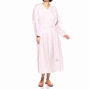 ウォッシャブルリネンVネックロングドレス （ハードマン社製リネン使用）