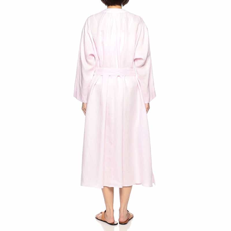 BARNEYS NEW YORK ウォッシャブルリネンVネックロングドレス (ハードマン社製リネン使用) LIGHT PINK