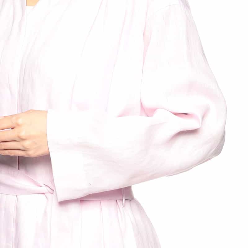 BARNEYS NEW YORK ウォッシャブルリネンVネックロングドレス (ハードマン社製リネン使用) LIGHT PINK