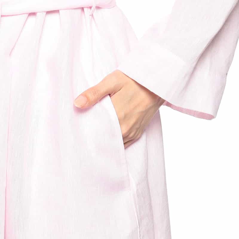 BARNEYS NEW YORK ウォッシャブルリネンVネックロングドレス (ハードマン社製リネン使用) LIGHT PINK