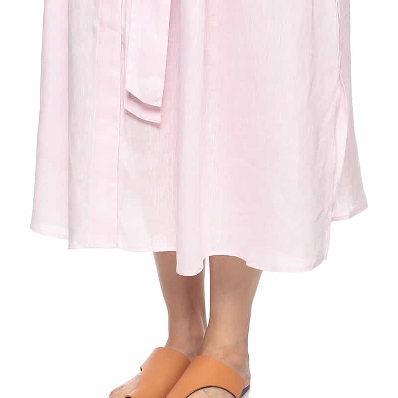 BARNEYS NEW YORK ウォッシャブルリネンVネックロングドレス (ハードマン社製リネン使用) LIGHT PINK