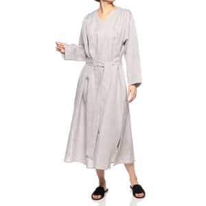 ウォッシャブルリネンVネックロングドレス （ハードマン社製リネン使用）