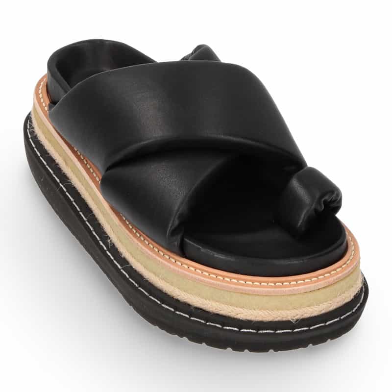 SACAI クロスストラップボリュームソールサンダル BLACK