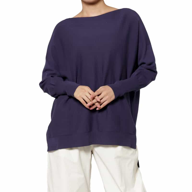 BARNEYS NEW YORK コットンホールガーメントニットプルオーバー BLUE