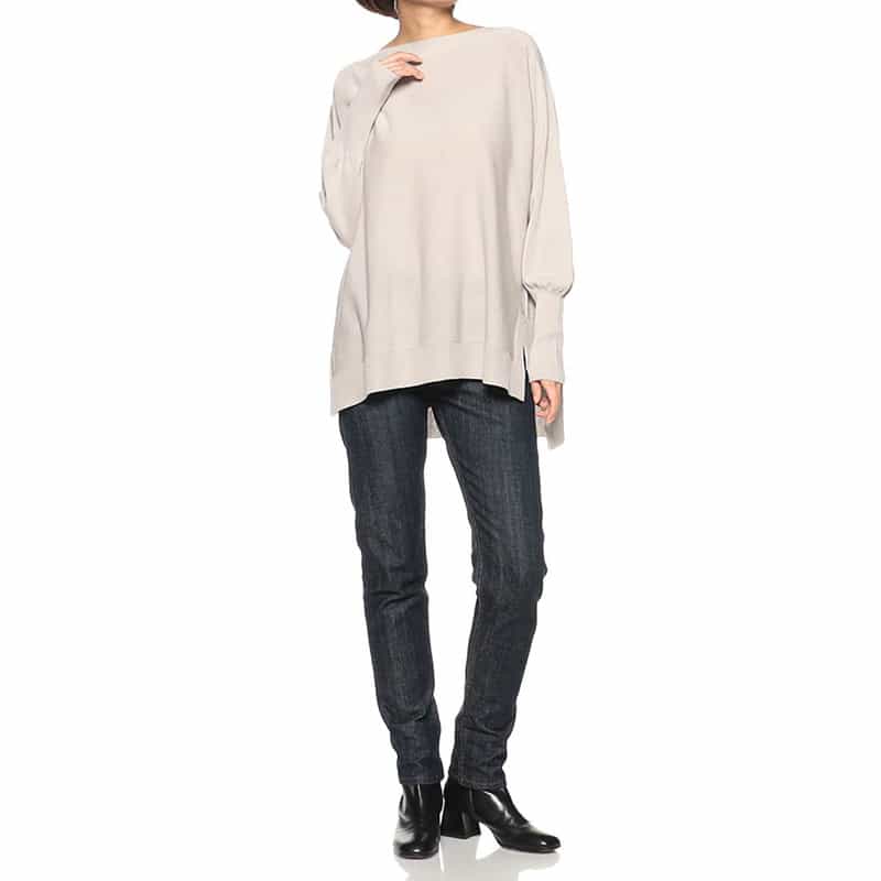 BARNEYS NEW YORK コットンホールガーメントニットプルオーバー LIGHT GRAY