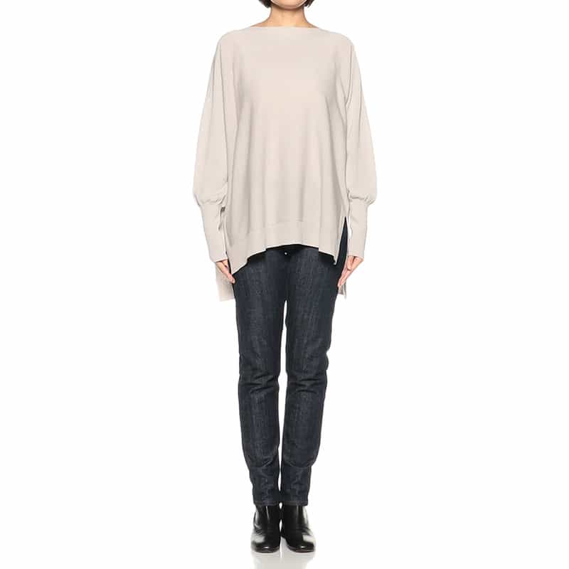 BARNEYS NEW YORK コットンホールガーメントニットプルオーバー LIGHT GRAY