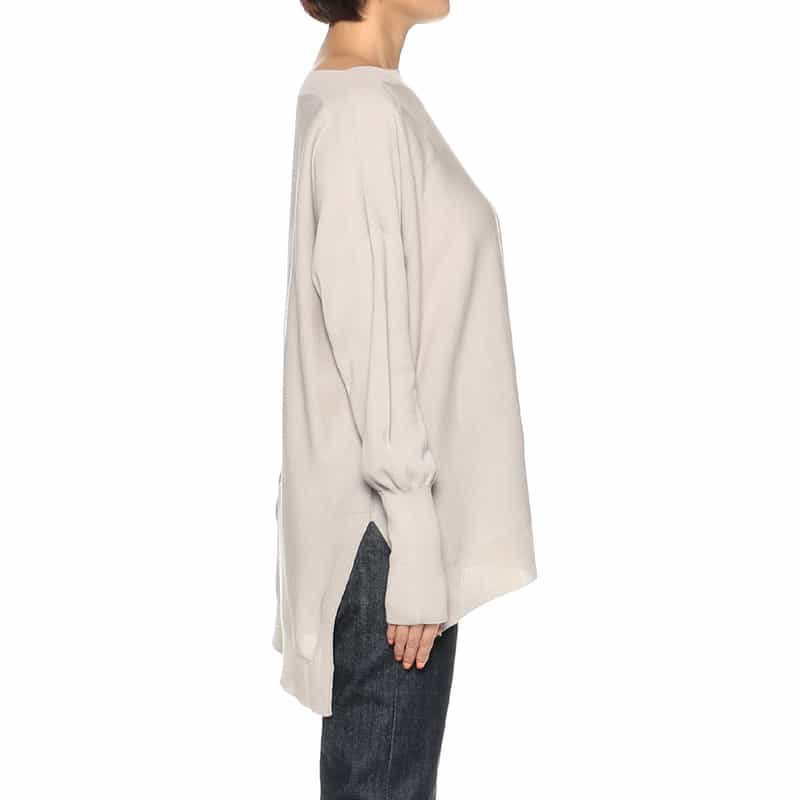 BARNEYS NEW YORK コットンホールガーメントニットプルオーバー LIGHT GRAY