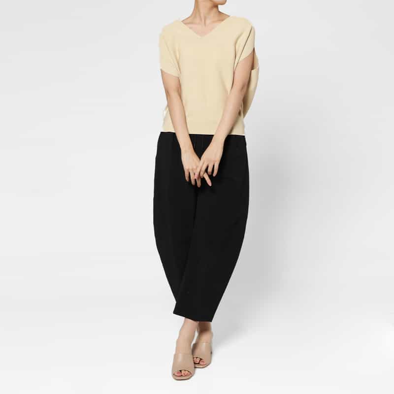 BARNEYS NEW YORK ホールガーメント Vネックニットプルオーバー BEIGE