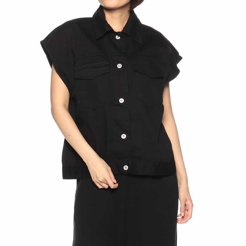 BARNEYS NEW YORK ウォッシャブル デニムショートジャケット BLACK