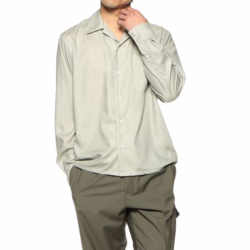 BARNEYS NEW YORK オープンカラーシャツ KHAKI