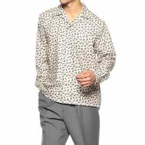 ペイズリー柄プリントオープンカラーシャツ